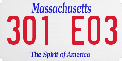 MA license plate 301EO3
