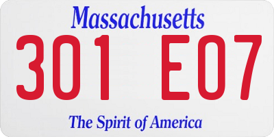 MA license plate 301EO7