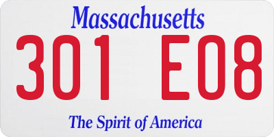 MA license plate 301EO8