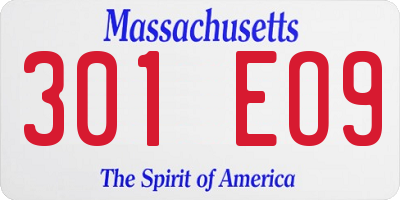 MA license plate 301EO9