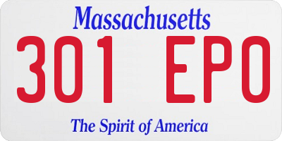 MA license plate 301EP0
