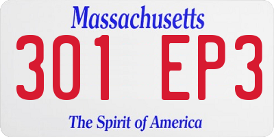 MA license plate 301EP3
