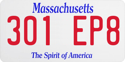 MA license plate 301EP8