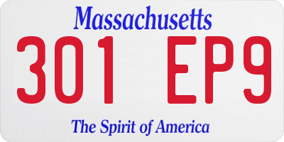 MA license plate 301EP9