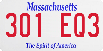 MA license plate 301EQ3