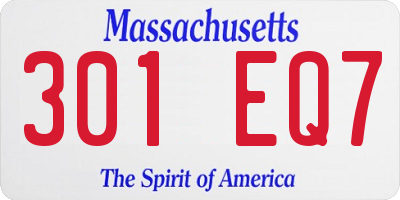 MA license plate 301EQ7