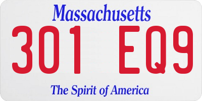 MA license plate 301EQ9
