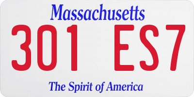 MA license plate 301ES7