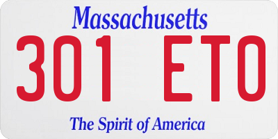 MA license plate 301ET0