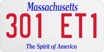 MA license plate 301ET1