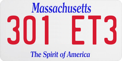 MA license plate 301ET3