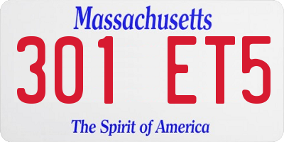 MA license plate 301ET5