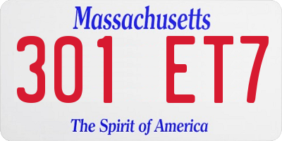 MA license plate 301ET7