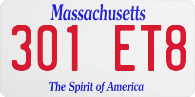 MA license plate 301ET8