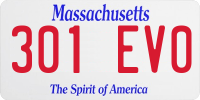MA license plate 301EV0