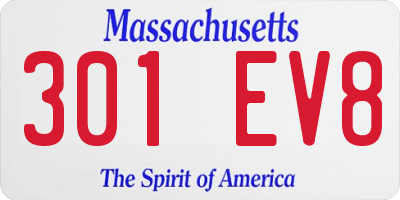 MA license plate 301EV8