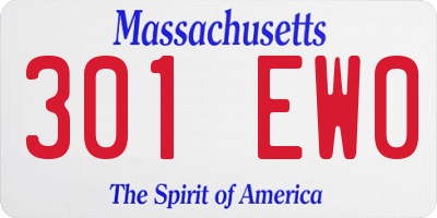 MA license plate 301EW0