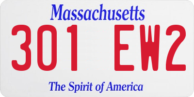 MA license plate 301EW2
