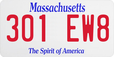 MA license plate 301EW8