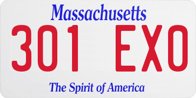 MA license plate 301EX0