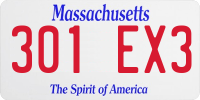 MA license plate 301EX3