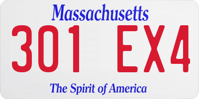 MA license plate 301EX4