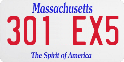 MA license plate 301EX5