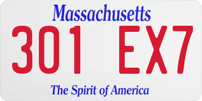 MA license plate 301EX7