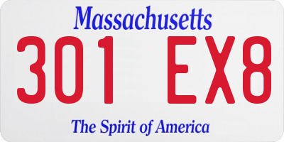 MA license plate 301EX8
