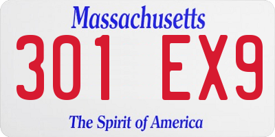 MA license plate 301EX9