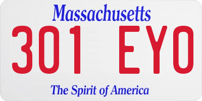 MA license plate 301EY0
