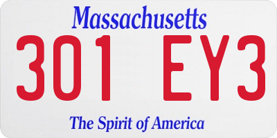 MA license plate 301EY3