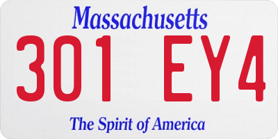 MA license plate 301EY4