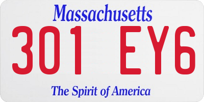 MA license plate 301EY6