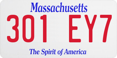 MA license plate 301EY7