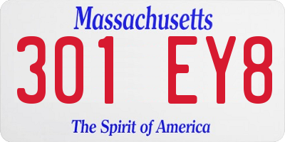 MA license plate 301EY8