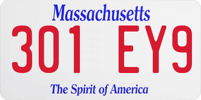 MA license plate 301EY9