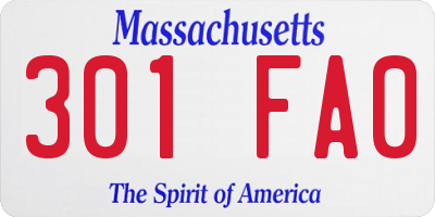MA license plate 301FA0