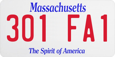 MA license plate 301FA1