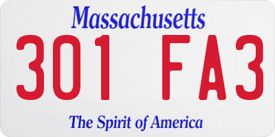 MA license plate 301FA3