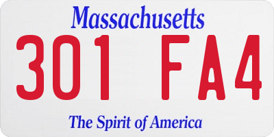 MA license plate 301FA4
