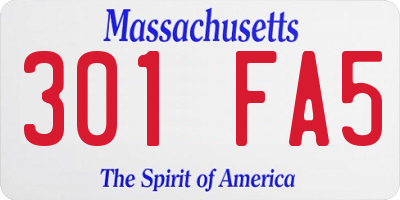 MA license plate 301FA5