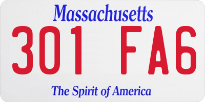 MA license plate 301FA6