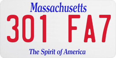 MA license plate 301FA7