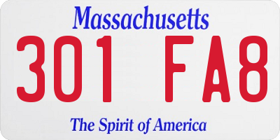 MA license plate 301FA8