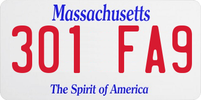 MA license plate 301FA9