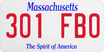 MA license plate 301FB0