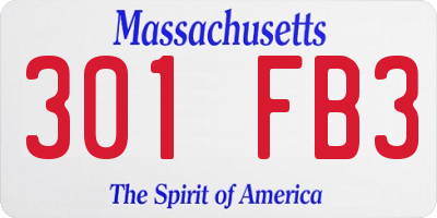 MA license plate 301FB3
