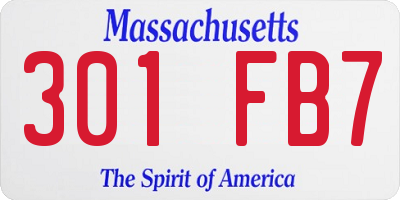 MA license plate 301FB7
