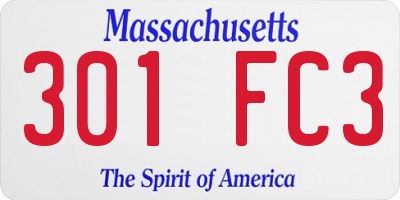 MA license plate 301FC3